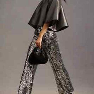 Anthropologie MaeveThe Colette Cropped Wide-Leg Sequin Pants